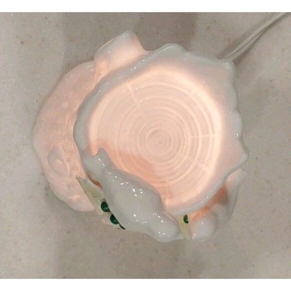 Vintage Ceramic Night Light Accent Lamp Tree Stump Birds Leaves Soft Glow 1950s - Picture 5 of 13